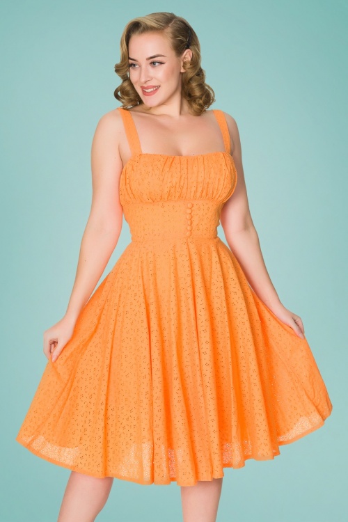 Timeless - Bianca Swing Dress Années 50 en Orange