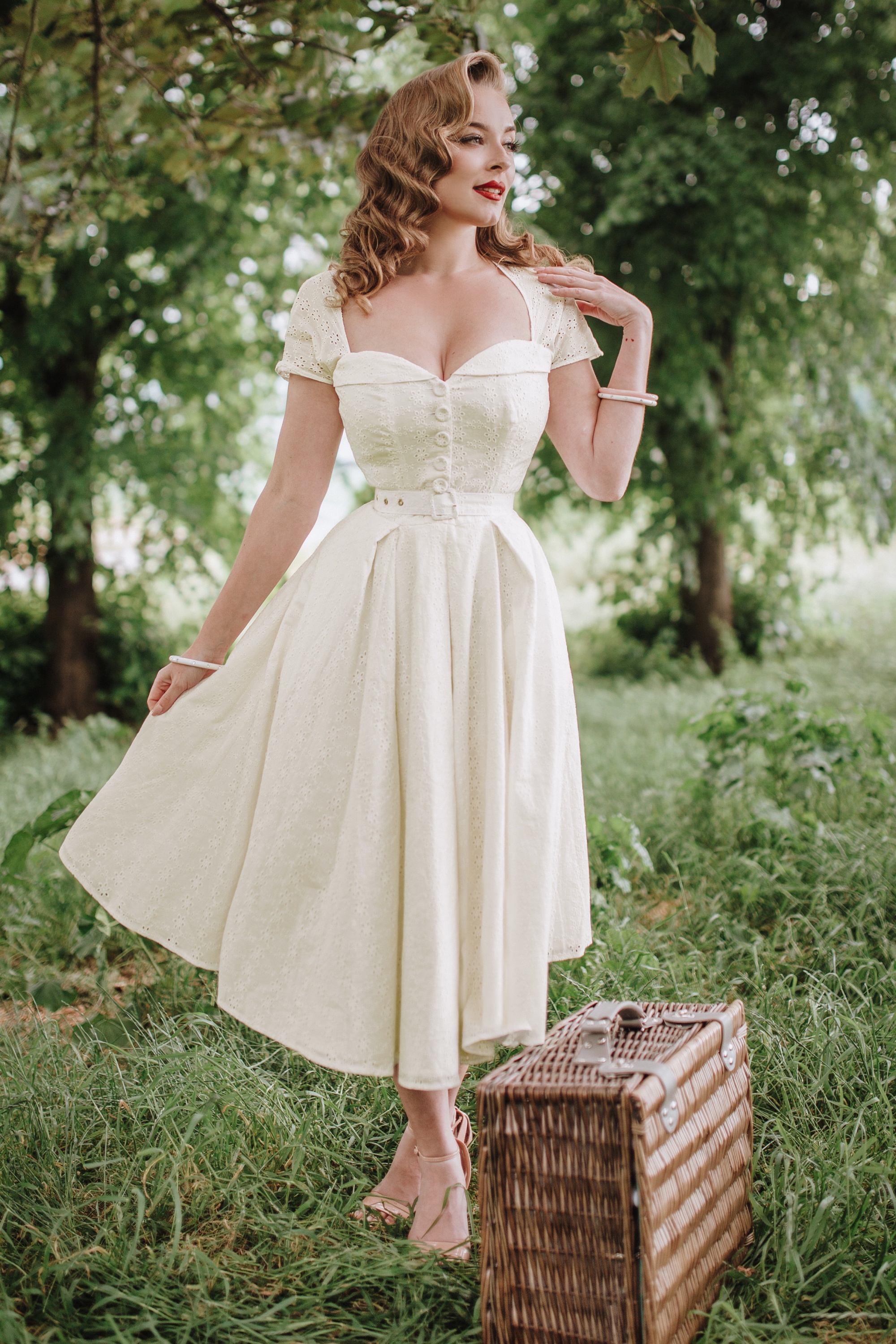 50s summer dress Vintage Inspired with Sleeves Weekend Sunday fun day Vintage 1950s Pastel Floral Brocade