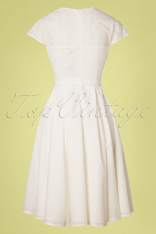 Miss Candyfloss - 50s Blossom Broderie Summer Dress in Ivory 5