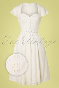 Miss Candyfloss - 50s Blossom Broderie Summer Dress in Ivory 3