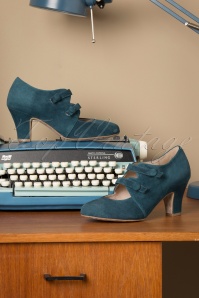 Lola Ramona ♥ Topvintage - 40s Ava Means Business Pumps in Teal 3