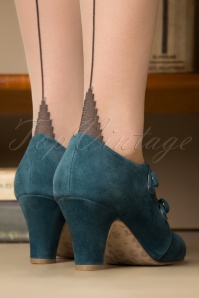 Lola Ramona ♥ Topvintage - 40s Ava Means Business Pumps in Teal 6