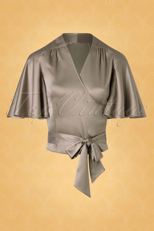 Vintage Diva  - The Satin Butterfly Top in Champagne 2