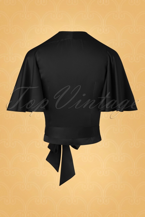 Vintage Diva  - The Satin Butterfly Top in Black 5