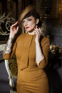 Vintage Diva  - The Marlene Pencil Dress in Burnished Amber 2