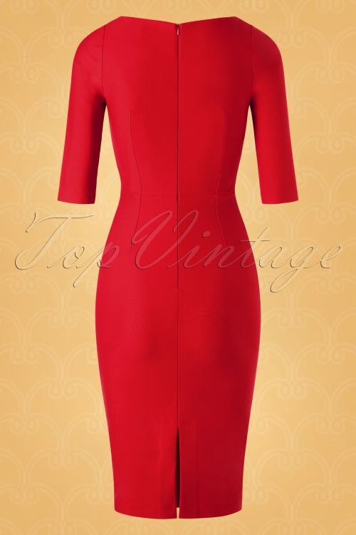 Vintage Diva  - De Jean pencil jurk in ravishing rood 5