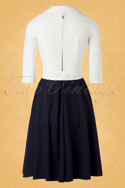 Vintage Diva  - The Veronica Swing Dress in Ivory and Navy 6