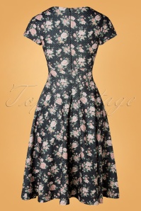 Vintage Chic for Topvintage - Addison Floral Polka Swing-Kleid in Grau 5