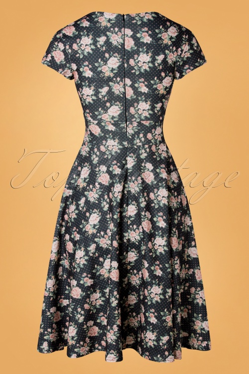 Vintage Chic for Topvintage - 50s Addison Floral Polka Swing Dress in Grey 5
