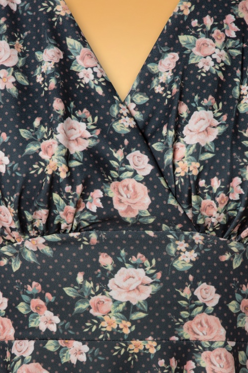 Vintage Chic for Topvintage - Addison Floral Polka Swing-Kleid in Grau 4