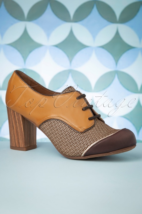 Nemonic - 60s Madison Leather Shoe Booties in Tobacco and Mustard Brown 2