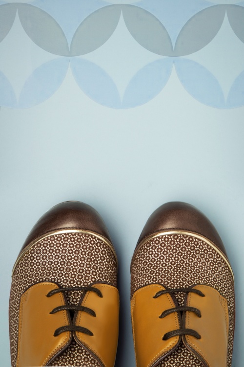 Nemonic - 60s Madison Leather Shoe Booties in Tobacco and Mustard Brown 3