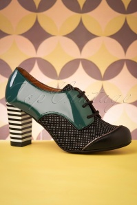 Nemonic - 60s Madison Leather Shoe Booties in Black and Petrol