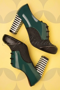 Nemonic - Madison Leather Shoe Booties Années 60 en Noir et Pétrole 2