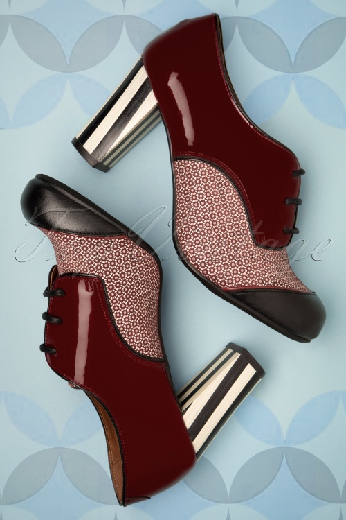 Nemonic - 60s Madison Leather Shoe Booties in Burgundy 2