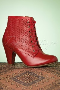 Miz Mooz - 50s Channing Leather Ankle Booties in Red