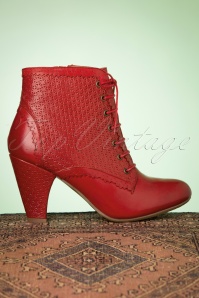 Miz Mooz - 50s Channing Leather Ankle Booties in Red 2