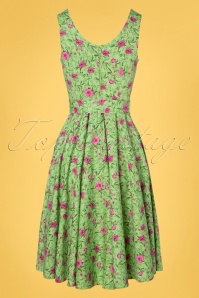 Timeless - Freya Floral Dress Années 50 en Vert 6