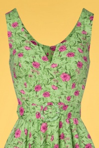 Timeless - Freya jurk met bloemenprint in groen 4