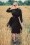 Vestido camisero plisado de los años 50 Penélope Polkadot en negro