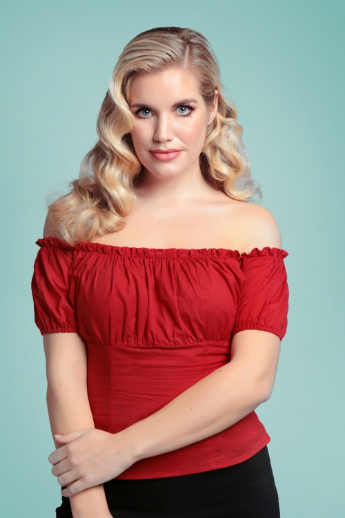Collectif Clothing - 50s Viviana Top in Red 2