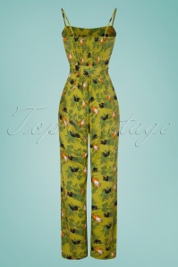 Collectif Clothing - 60s Edda Pantherology Jumpsuit in Green 2