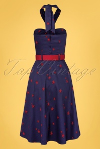 Collectif Clothing - 50s Lilla Starfish Swing Dress in Navy 5