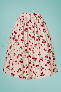 Collectif Clothing - 50s Jasmine Cherry Love Swing Skirt in Ivory 3