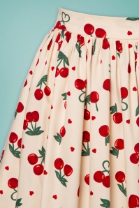 Collectif Clothing - Jasmine Cherry Love Swing Skirt Années 50 en Ivoire 4