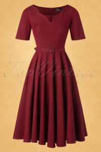 Vintage Diva  - The Beth Swing Dress in Deeply Red 4