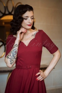 Vintage Diva  - The Beth Swing Dress in Deeply Red 2