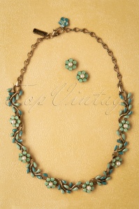 Lovely - 20s Crystal Flower Vine Necklace in Seafoam Green 4