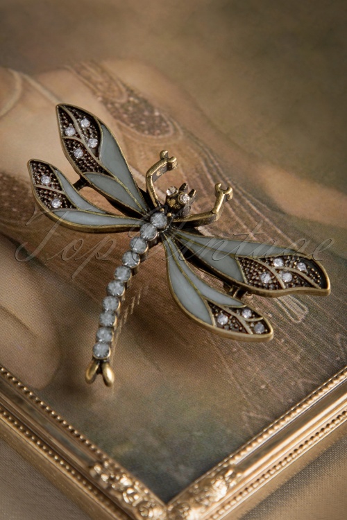 Lovely - How To Train Your Dragonfly Brooch Années 20 en Bleu Grisâtre
