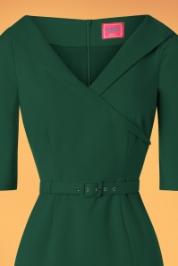 Glamour Bunny - 50s Aviva Pencil Dress in Dark Green 4
