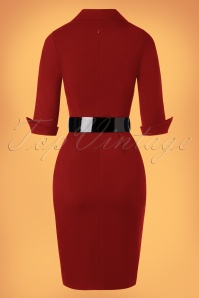 Glamour Bunny - 50s Yade Pencil Dress in Burnt Red 6