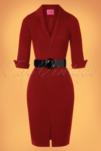 Glamour Bunny - 50s Yade Pencil Dress in Burnt Red 2