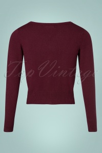 Mak Sweater - 50s Nyla Cropped Cardigan in Burgundy 2