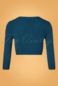 Mak Sweater - 50s Shela Cropped Cardigan in Teal Blue 2