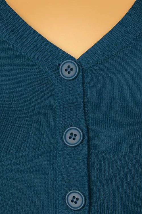 Mak Sweater - 50s Shela Cropped Cardigan in Teal Blue 3