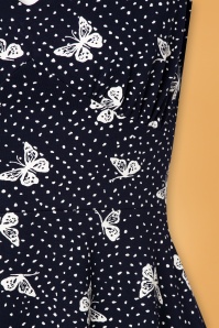 Topvintage Boutique Collection - Leona Schmetterlings-Swing-Kleid in Marineblau 3