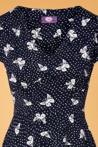 Topvintage Boutique Collection - Leona Butterfly Swing Dress Années 50 en Bleu Marine 2