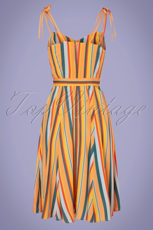 Collectif Clothing - Elsie Sahara Stripe Swing Dress Années 50 en Multi 2