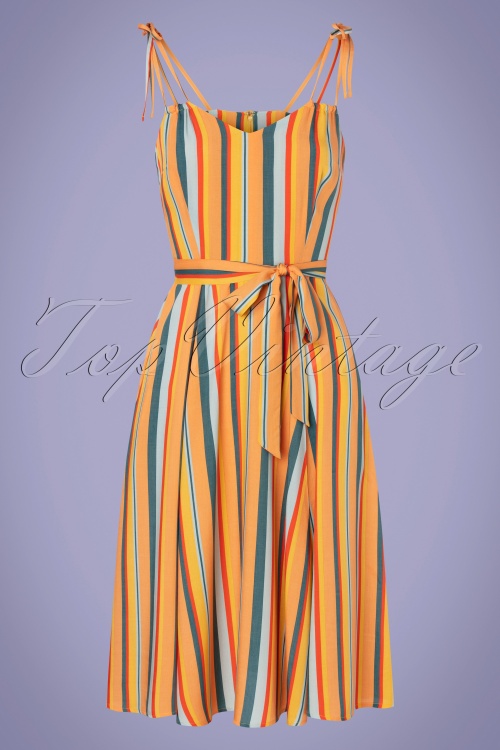 Collectif Clothing - Elsie Sahara Stripe Swing Dress Années 50 en Multi