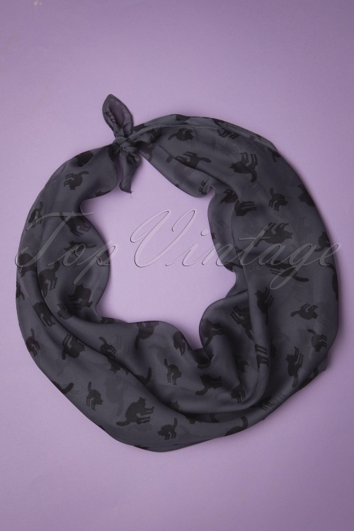 Unique Vintage 33510 Hairscarf Scarf Cat Black Blue Grey Black 08032020 0014 W
