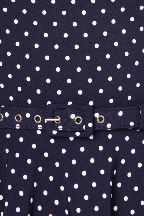 Unique Vintage - Devon Dot Swing Dress Années 50 en Bleu et Blanc 5