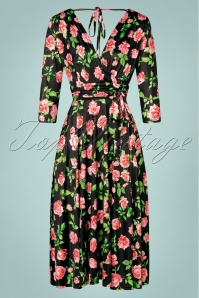 Vintage Chic for Topvintage - Vianna Roses Dress Années 50 en Noir 2