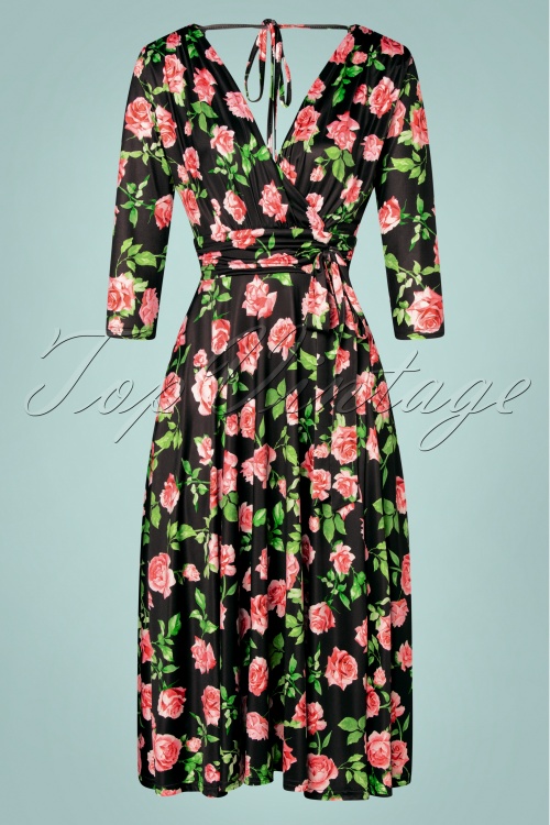 Vintage Chic for Topvintage - Vianna Roses jurk in zwart 2