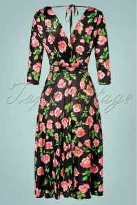 Vintage Chic for Topvintage - Vianna Roses Dress Années 50 en Noir 4