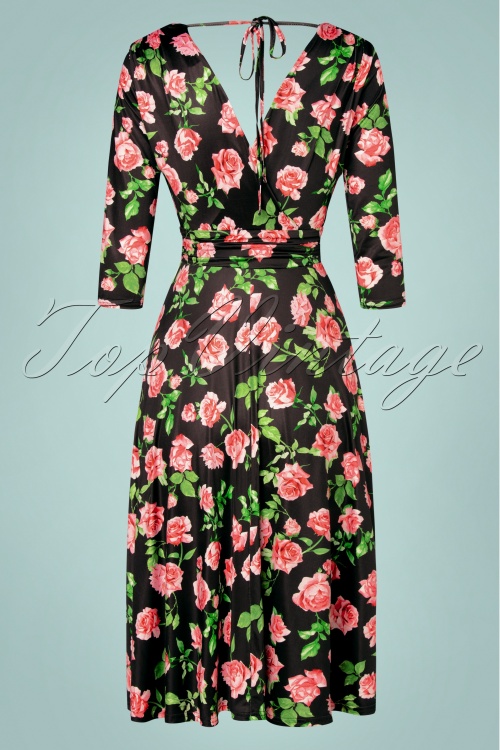 Vintage Chic for Topvintage - Vianna Roses jurk in zwart 4