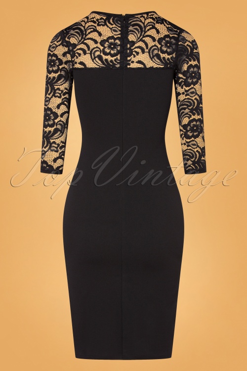 Vintage Chic for Topvintage - 50s Ryleigh Lace Pencil Dress in Black 3